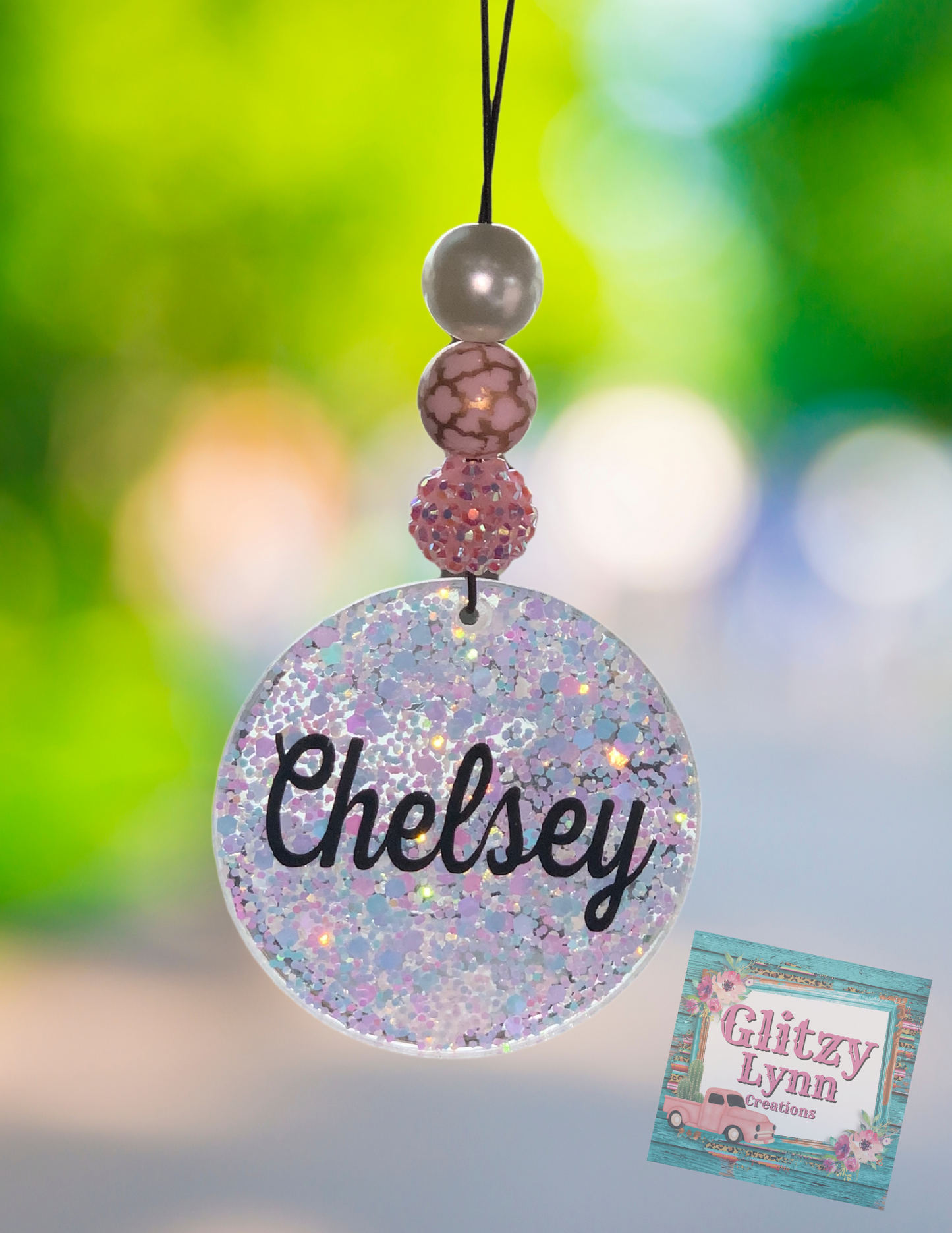 Small Glitter Car Charm